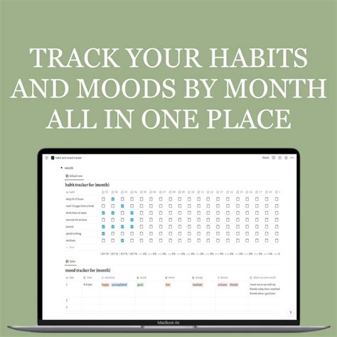 Notion Habit and Mood Tracker Template Editable Aesthetic - Etsy Finland