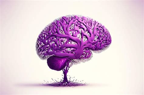 Premium Photo | Bright purple human brain with convolutions isolated on white background