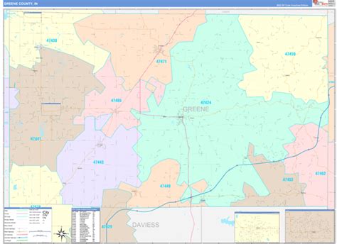 Greene County, IN Wall Map Color Cast Style by MarketMAPS - MapSales