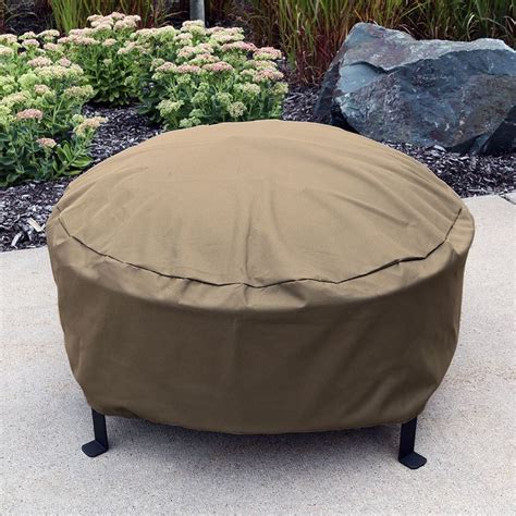 Sunnydaze Heavy-Duty Weather-Resistant Round Fire Pit Cover with Drawstring and Toggle Closure ...