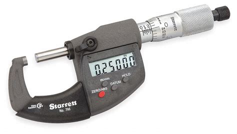 STARRETT IP67 Digital Outside Micrometer, Range 0 in to 1 in, 0 mm to ...