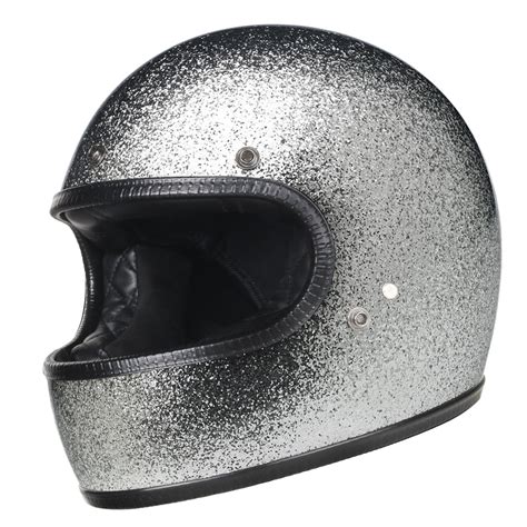 Full Face Retro Motorcycle Helmet - Cafe Racer - Shiny Silver – Gear Rider