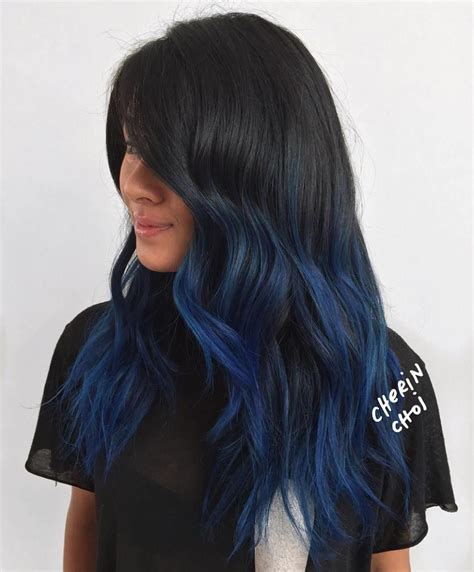 40 Fairy-Like Blue Ombre Hairstyles | Blue ombre hair, Hair color for black hair, Blue black hair