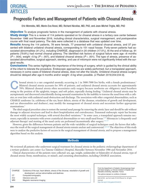 Prognostic Factors and Management of Patients With Choanal Atresia | Download Free PDF | Surgery ...