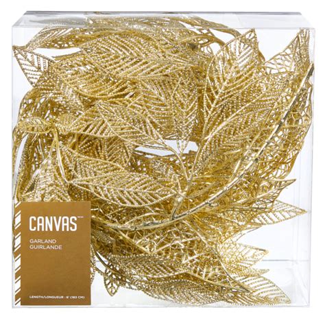 CANVAS Gold Collection Christmas Decoration Shiny Leaf Garland, 6-ft | Canadian Tire