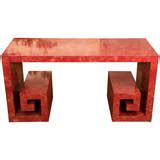 Faux Marble Hollywood Regency Console/Serving Table with Greek Key Motif at 1stdibs