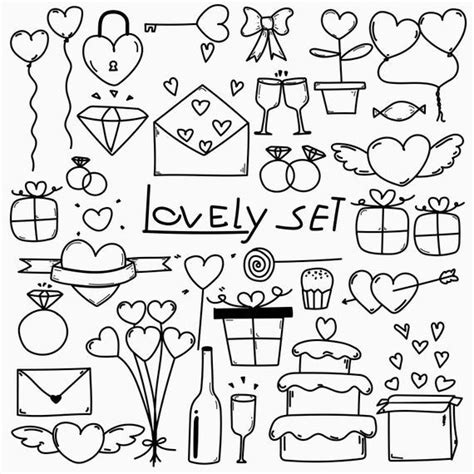 Hand Drawn Doodle Love Clipart, Wedding Love Doodle Clip Art, Valentine Clipart, Doodle Art ...