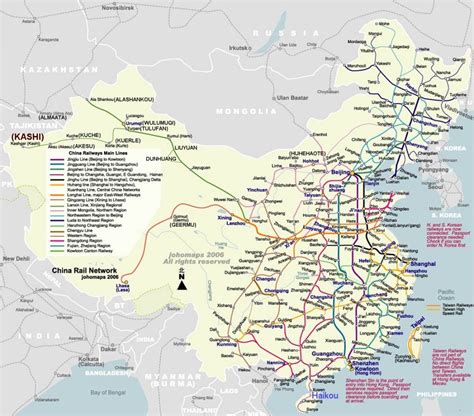 Mappa ferroviaria della Cina | China map, China train, Train map