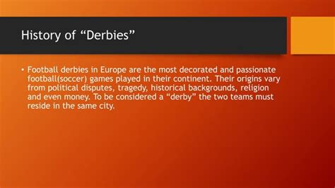 Biggest european football’s derbies | PPT