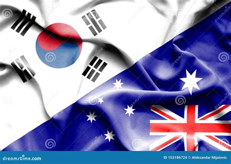 Waving Flag of Australia and South Korea Stock Illustration ...