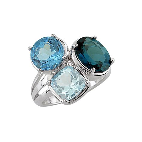 SS SWISS BLUE TOPAZ / SKY BLUE TOPAZ / LONDON BLUE TOPAZ RING - Size 7 (#8615MUL)