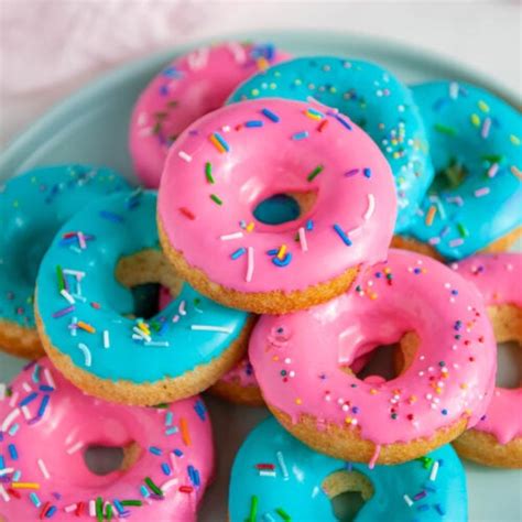 Classic Baked Donut Recipe With Colorful Glaze With Colorful Glaze ...