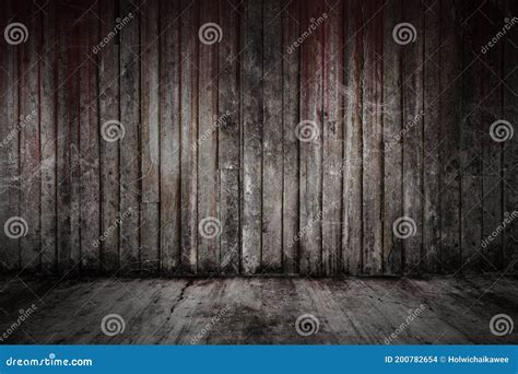 Bloody Background Scary Old Wooden Wall and Concrete Floor Covered with Cobwebs, Concept of ...