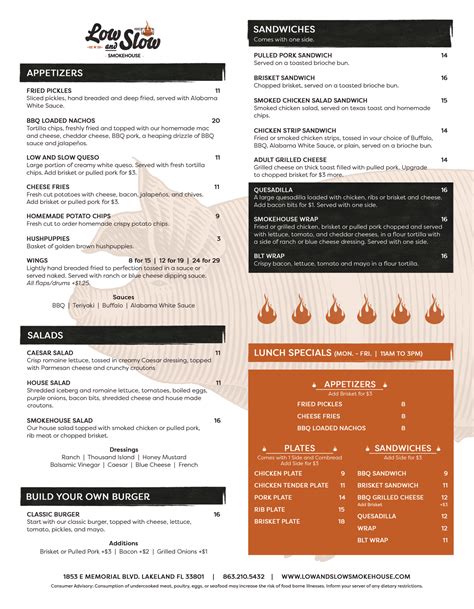 Menus - Lakeland, FL | Low and Slow Smokehouse