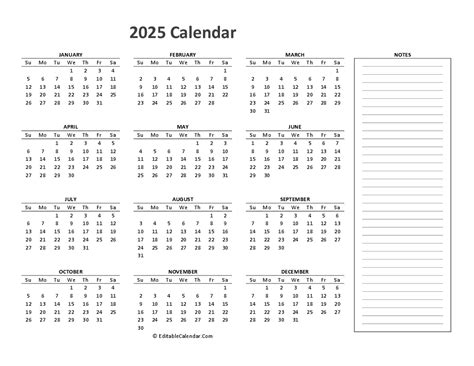 Download Calendar 2025 Printable Free (PDF Version)