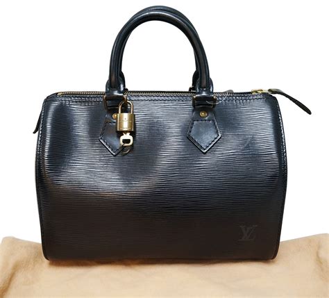 LOUIS VUITTON Black Epi Leather Speedy 25 Handbag