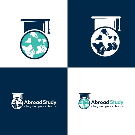 Study abroad vector logo design. Graduation cap and globe icon ...