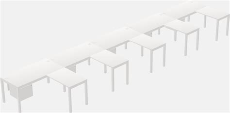 White L-Shaped Office Desk Hanging Drawers Modesty Panel For 5 Persons - Officestock - Modern ...