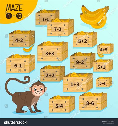 Maze Game Children Help Monkey Get Stock Vector (Royalty Free ...