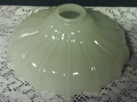 Vintage Art Deco 9 1/2" Wide Torchiere Milk Glass Scalloped Ribbed Lamp Shade -- Antique Price ...
