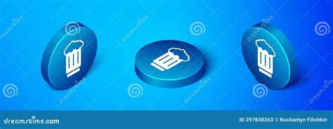 Isometric Wooden Beer Mug Icon Isolated on Blue Background. Blue Circle Button Stock ...