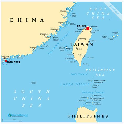 Taiwan Free Printable Map