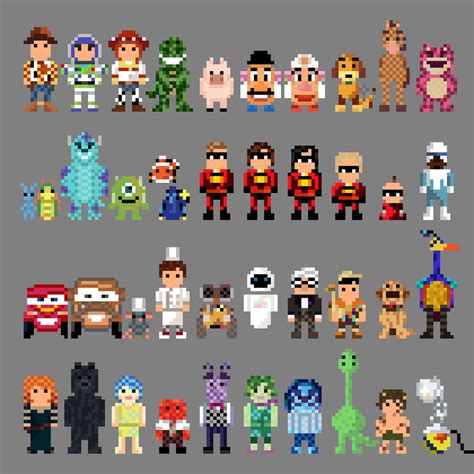 Pixar Characters 8 bit by LustriousCharming on DeviantArt