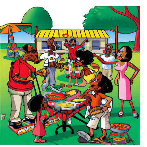 Cool African American Family Reunion at a Cookout · Creative Fabrica