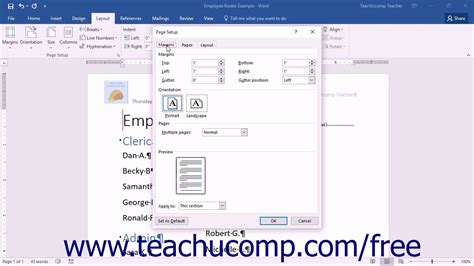 Word 2016 Tutorial The Page Setup Dialog Box Microsoft Training - YouTube