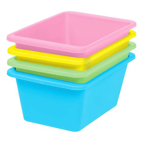 IRIS Small Multi-Purpose Plastic Bins, 4 Pack, Pastel - Walmart.com