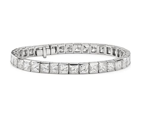 Princess Cut Channel Set Diamond Tennis Bracelet in Platinum (26 ct. tw.) | Blue Nile NZ