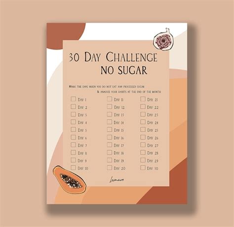 30 Day Challenge No Sugar Printable PDF Digital File - Etsy