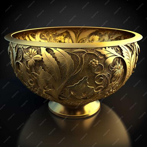 Premium Photo | A gold bowl with a beautiful art