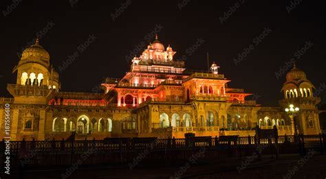 Albert Hall Museum Jaipur Rajasthan in night illumination Stock Photo | Adobe Stock