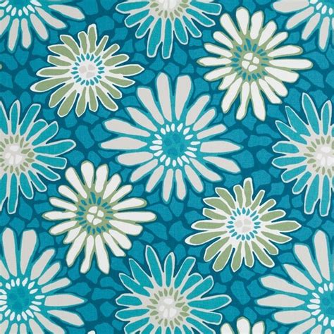 Bright Turquoise Floral Upholstery Fabric Apple Green Floral