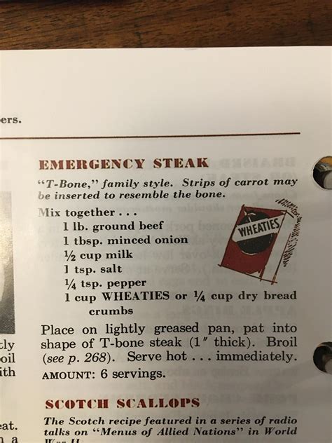 Emergency steak from a 1950 Betty Crocker cookbook : r/Old_Recipes