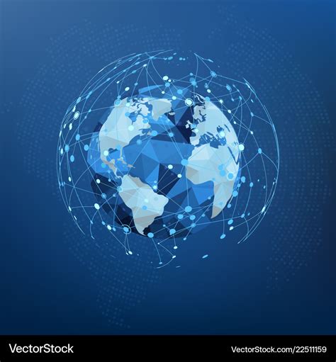 Global network connection polygonal world map Vector Image