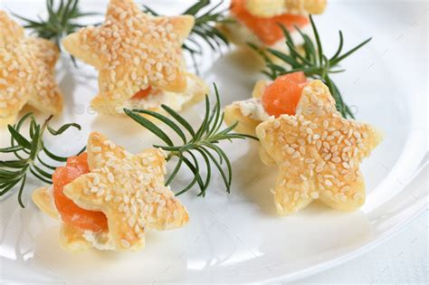 Puff pastry stars with salmon and cheese Stock Photo by Apolonia ...