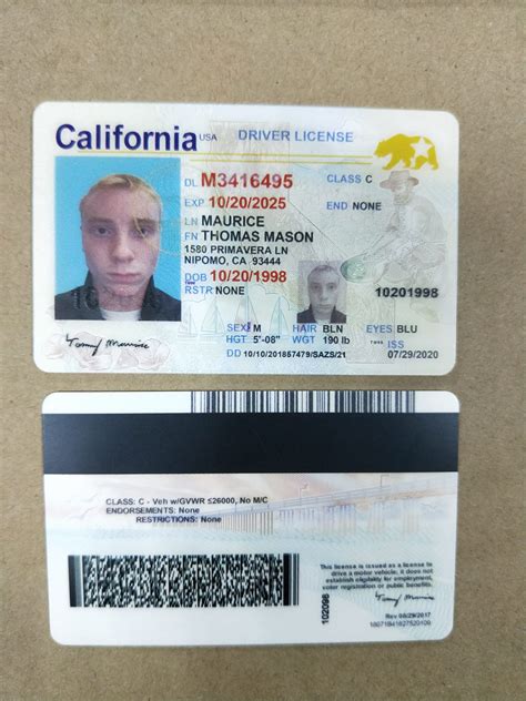 Fake Id Template California