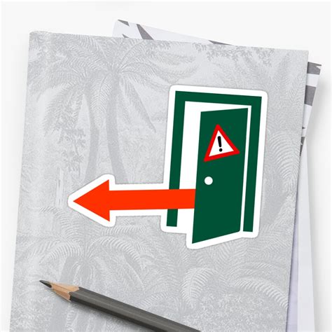 "Emergency Door Release Sticker - Left Arrow" Sticker by RonMarton ...