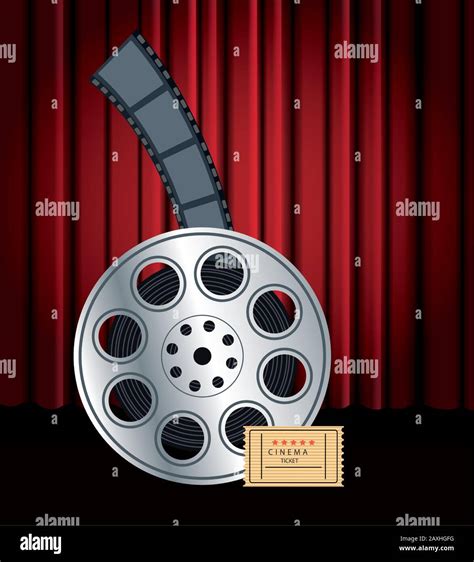 film reel and cinema ticket, colorful design Stock Vector Image & Art ...