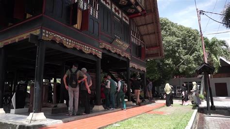 Traditional house called Rumoh Aceh at Aceh museum in Banda Aceh ...