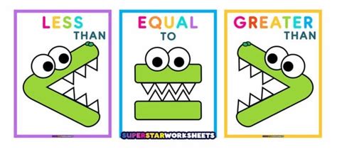 Greater Than Sign & Less Than Sign - Superstar Worksheets