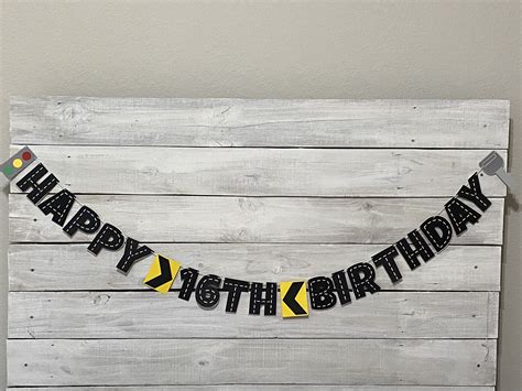 Happy 16th Birthday Banner Driving Birthday Banner 16th | Etsy