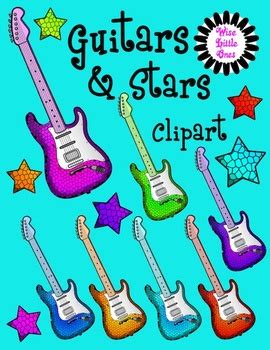 Funky Fun Guitars and Stars Clip Art by Wise Little Ones | TPT