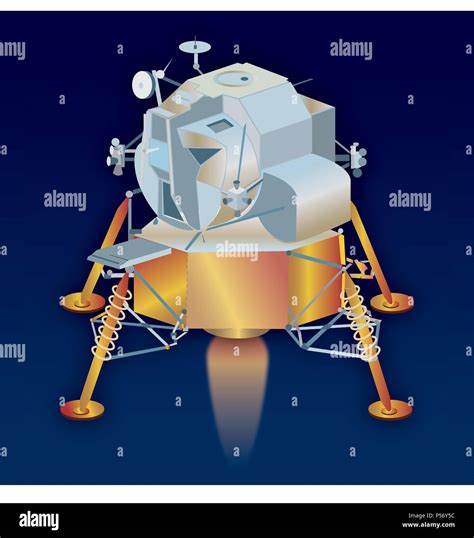 LEM lunar Module, Apollo 11, year 1969, landing on the moon satellite Stock Vector Image & Art ...