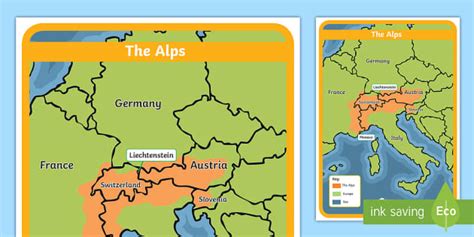 The Alps Map (Teacher-Made) - Twinkl