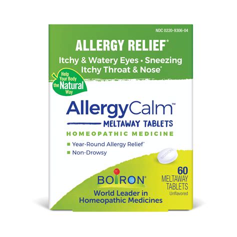 Boiron AllergyCalm Tablets, Homeopathic Medicine for Allergy Relief, Itchy & Watery Eyes ...