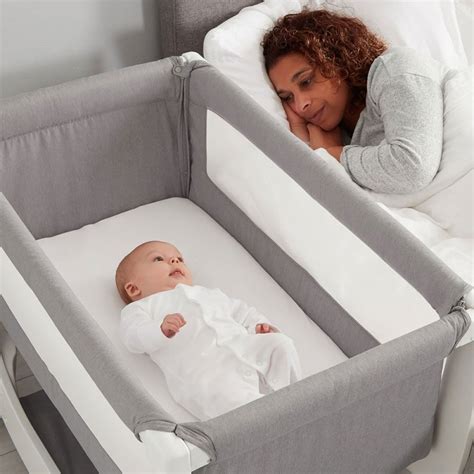 Shnuggle Air Bedside Crib With FREE Crib Mattress-Dove Grey