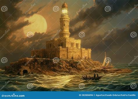 Painting from a Drawing of the Ancient Lighthouse of Alexandria in ...